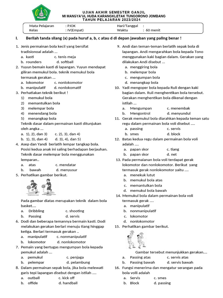 Soal Pas Pjok Kelas 4 Sem 1 PDF