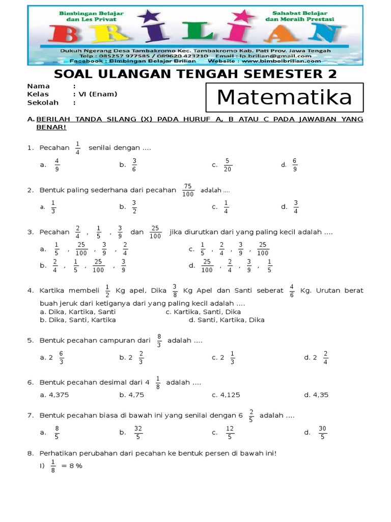 7 Rahasia Lolos Ujian dengan Download Soal UAS Matematika Kelas 6 Semester 2 PDF Terbaru 7 Rahasia Lolos Ujian dengan Download Soal UAS Matematika Kelas 6 Semester 2 PDF Terbaru