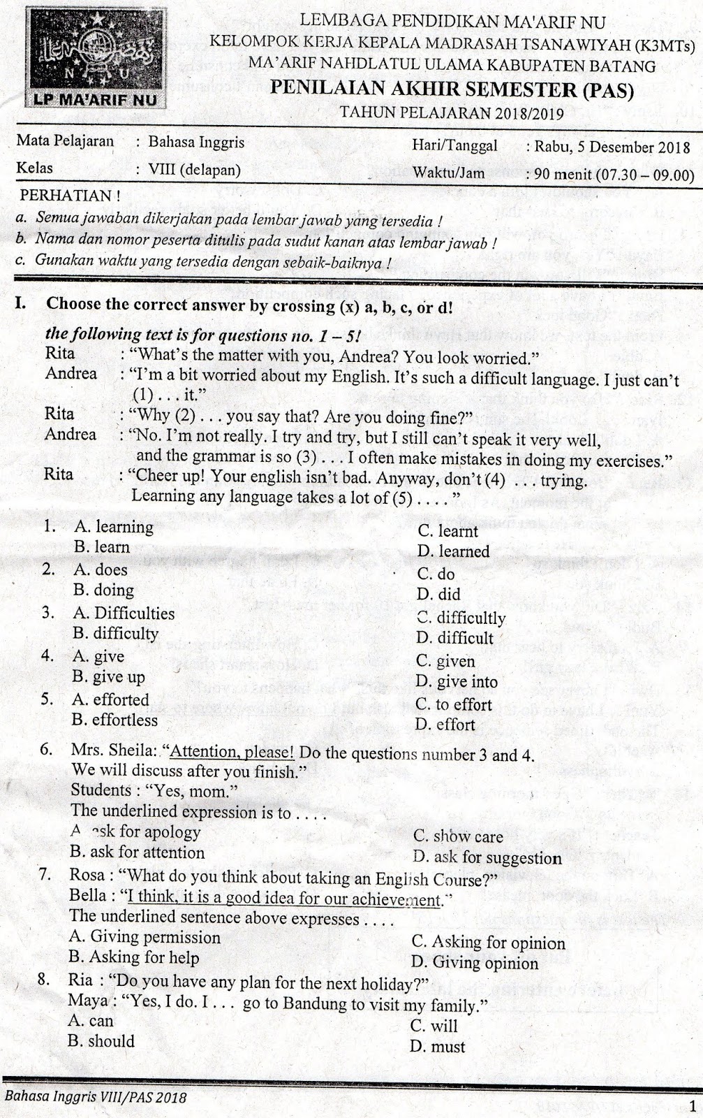 Akhirnya Terbongkar 25 Rahasia Soal Bahasa Inggris Kelas 8 Semester 2 PDF Agar Lulus Nilai Sempurna