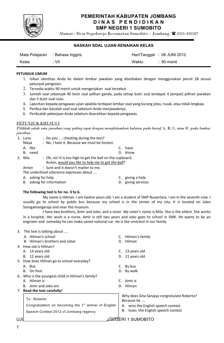 Contoh Soal Uts Bahasa Inggris Kelas 9 Semester 1 - Piffle me Contoh Soal Uts Bahasa Inggris Kelas 9 Semester 1 - Piffle me