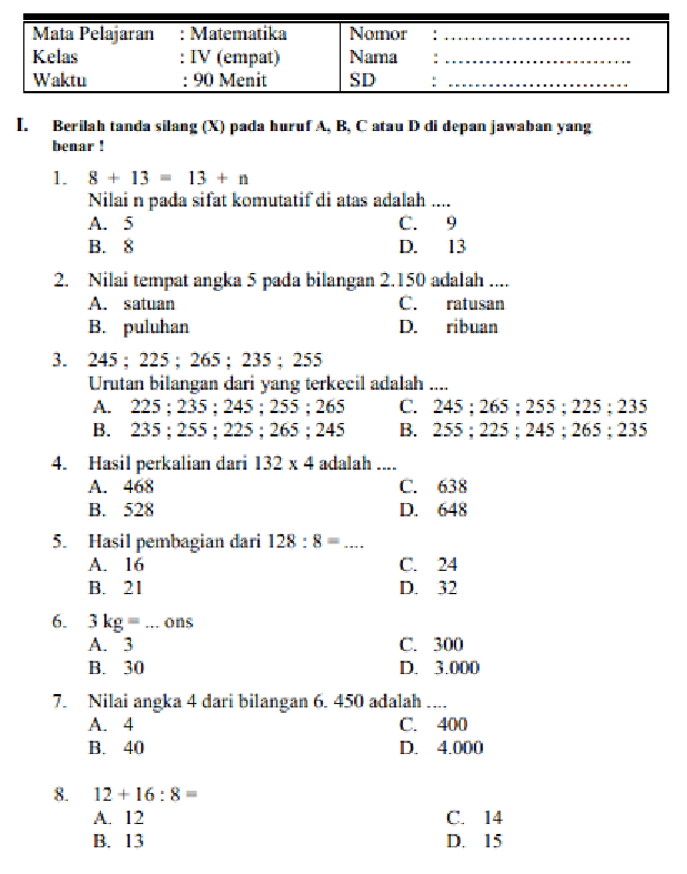 Ternyata 5 Soal UAS Matematika Kelas 4 Semester 1 yang Paling Sering Muncul