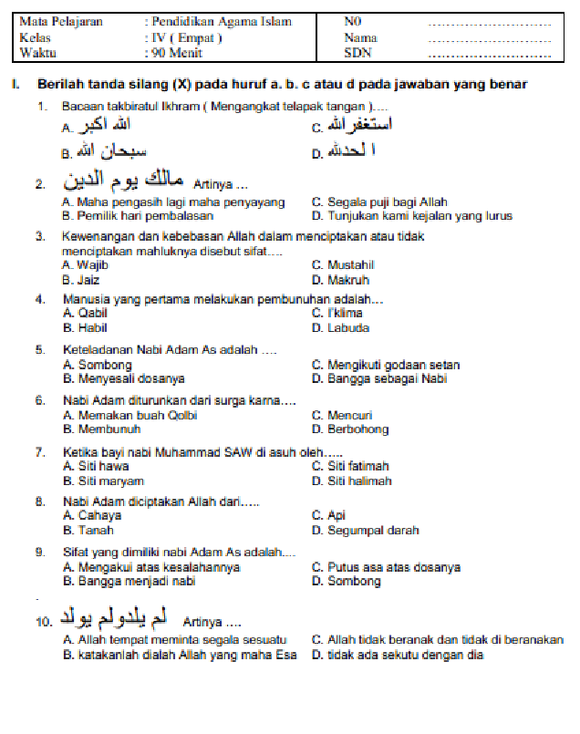 Memahami Iman Sejak Dini Panduan Soal Agama Kristen Kelas 4 SD