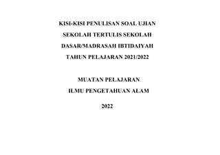 UJIAN SEKOLAH ILMU PENGETAHUAN ALAM KISI-KISI docx
