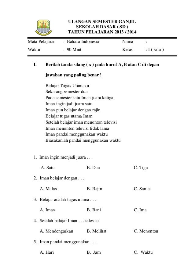 Soal Ulangan Bahasa Daerah Makassar Dalchaebi