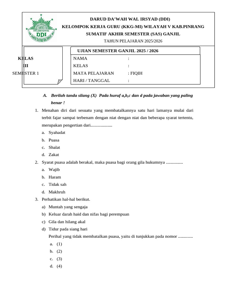 Rahasia Soal Fiqih Kelas 3 MI Semester 1 dari Hanapi Bani yang Mengejutkan