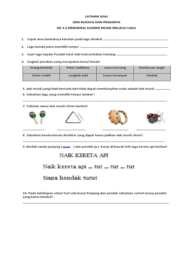 Ternyata 5 Contoh Soal SBdP Kelas 3 Semester 1 Ini Paling Sering Keluar Ternyata 5 Contoh Soal SBdP Kelas 3 Semester 1 Ini Paling Sering Keluar