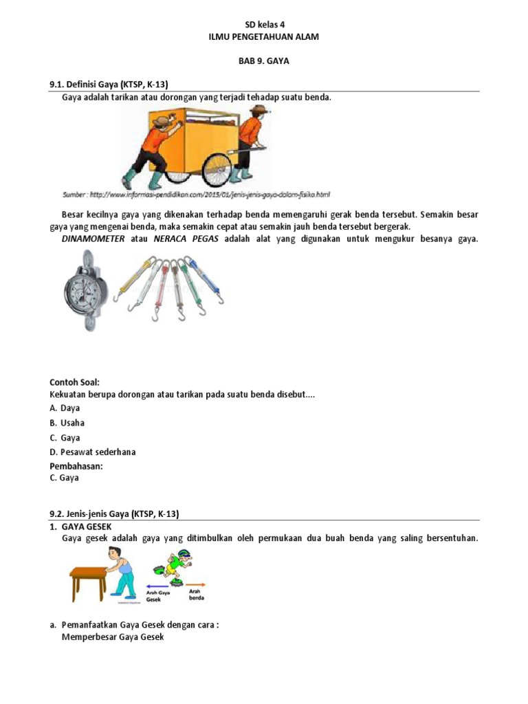 soal essay tentang gaya kelas 4 soal essay tentang gaya kelas 4