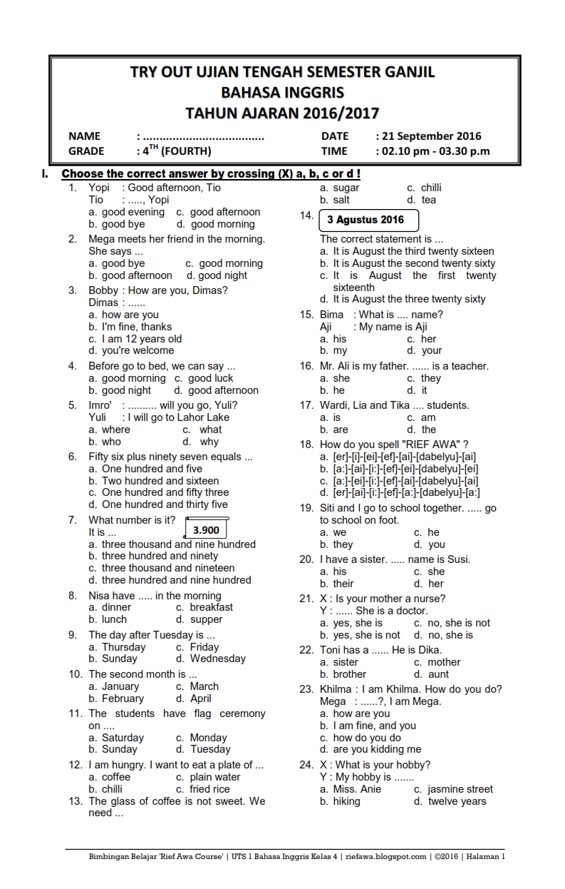 Soal Uts Bahasa Inggris Kelas 8 Dalchaebi Soal Uts Bahasa Inggris Kelas 8 Dalchaebi