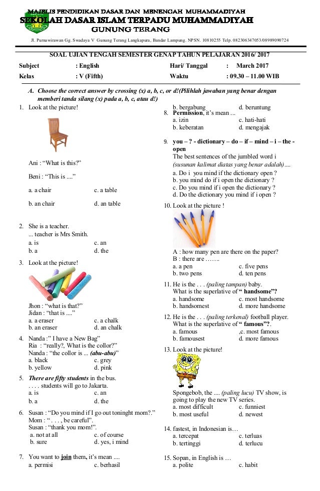 5 Fakta Mengejutkan Soal UTS Bahasa Inggris Kelas 5 Semester 2 yang Selama Ini Salah Dipahami 5 Fakta Mengejutkan Soal UTS Bahasa Inggris Kelas 5 Semester 2 yang Selama Ini Salah Dipahami