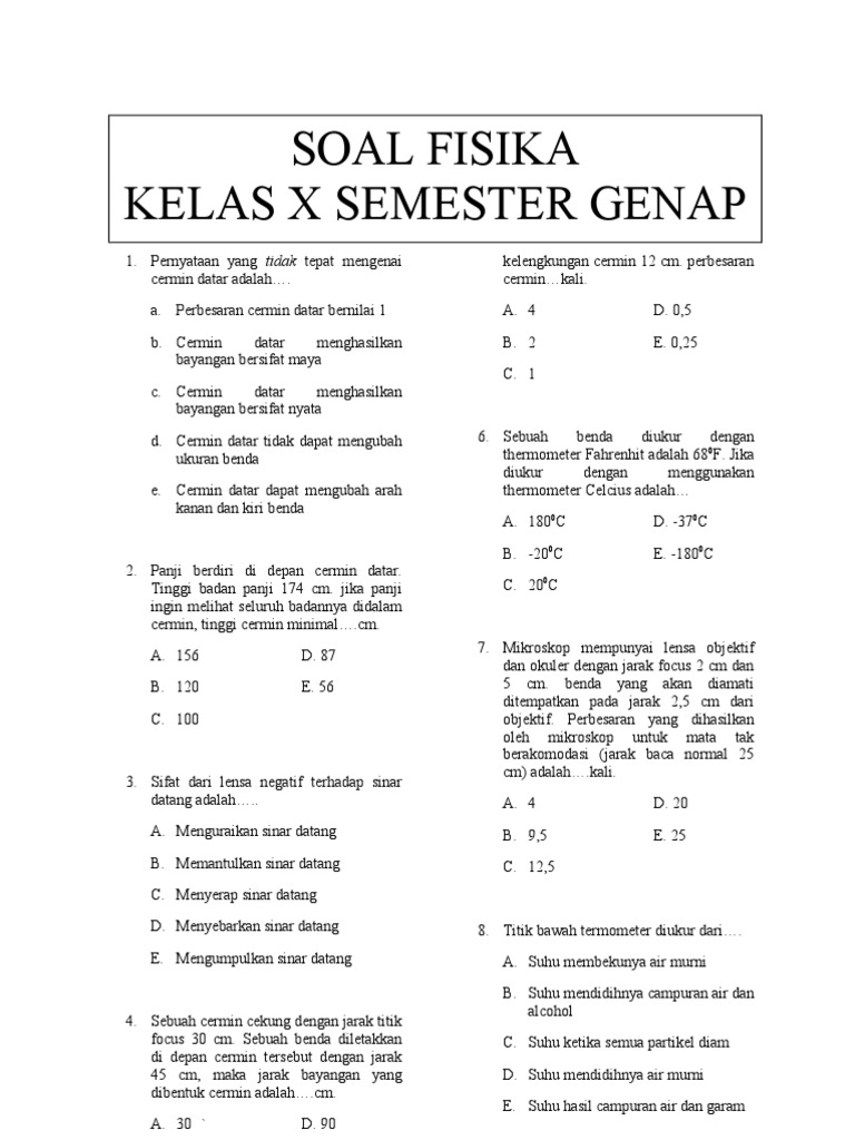5 Latihan Soal Fisika Kelas 10 Semester 2 yang Wajib Kamu Kuasai Sebelum Ulangan 5 Latihan Soal Fisika Kelas 10 Semester 2 yang Wajib Kamu Kuasai Sebelum Ulangan