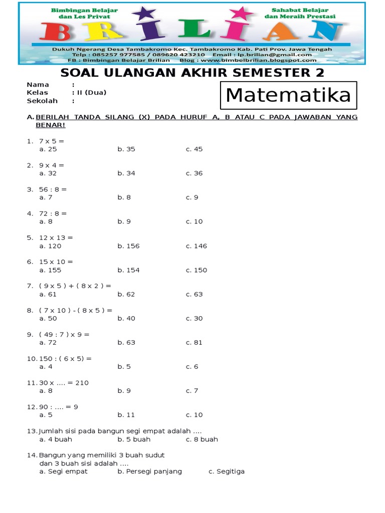 5 Rahasia Bank Soal UTS Matematika Kelas 4 Semester 2 yang Jarang Diketahui Guru dan Orang Tua 5 Rahasia Bank Soal UTS Matematika Kelas 4 Semester 2 yang Jarang Diketahui Guru dan Orang Tua