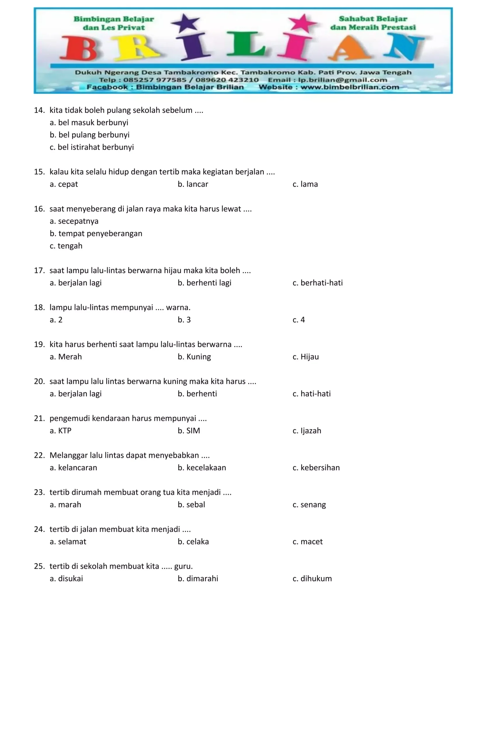 Indonesian educational worksheet Soal pkn kelas 1 sd Indonesian educational worksheet Soal pkn kelas 1 sd
