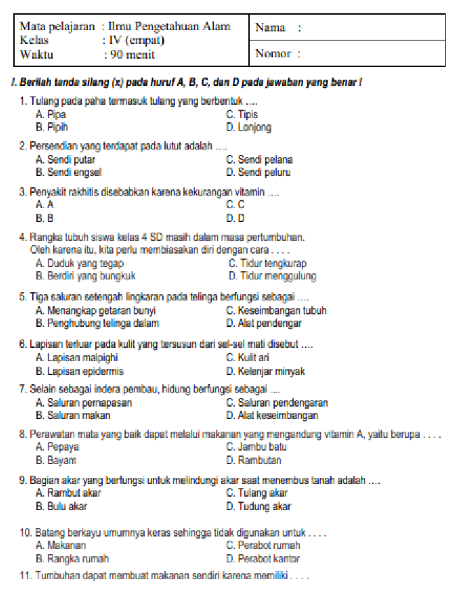 Wajib Tahu 7 Kisi Kisi Soal UAS IPA Kelas 4 Semester 1 yang Sering Muncul di Ujian Wajib Tahu 7 Kisi Kisi Soal UAS IPA Kelas 4 Semester 1 yang Sering Muncul di Ujian
