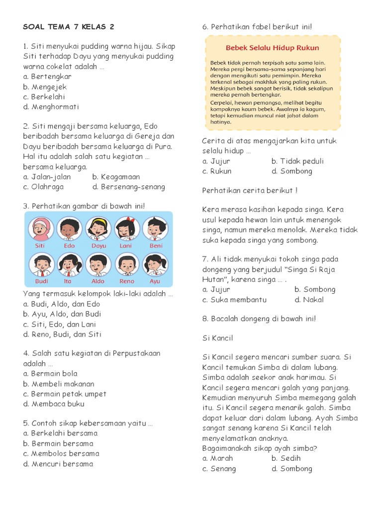 7 Contoh Soal UAS Kelas 2 SD Semester 2 Tema 7 yang Terbukti Bikin Anak Sukses 7 Contoh Soal UAS Kelas 2 SD Semester 2 Tema 7 yang Terbukti Bikin Anak Sukses