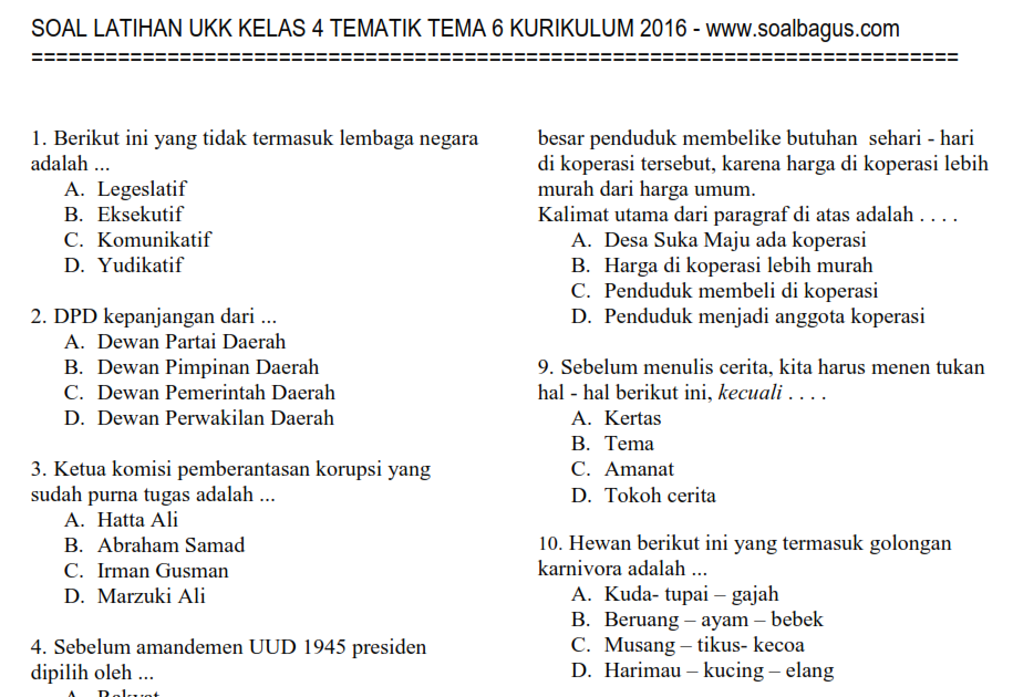 7 Kumpulan Contoh Soal UAS Kelas 4 Semester 2 Tema 6 yang Wajib Dipelajari Sebelum Terlambat