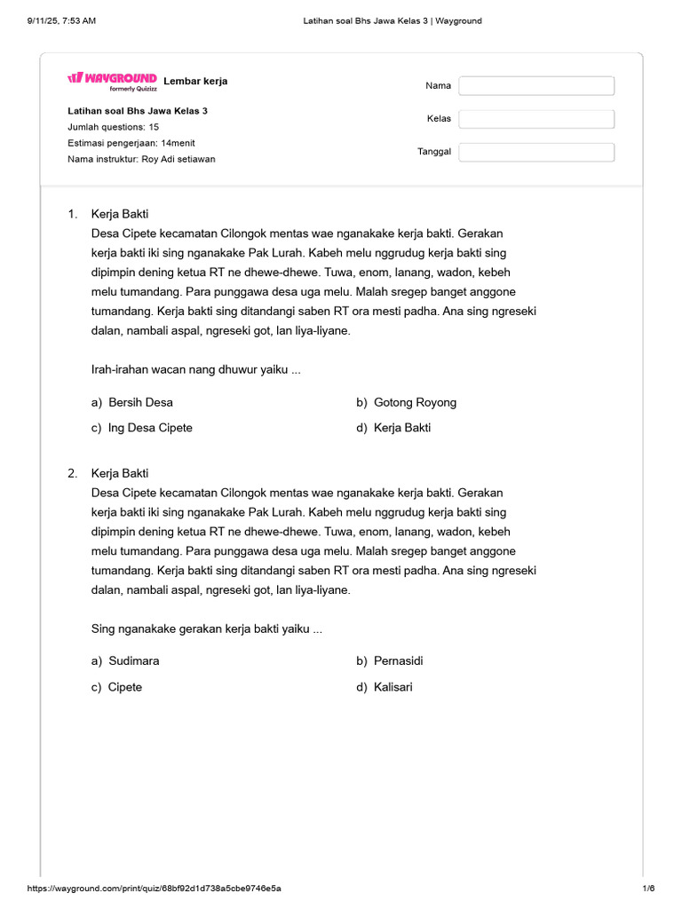 Cara Mudah Download Free Soal Bhs Jawa Kelas 3 SD Format PDF untuk Latihan Ujian Semester 2026 Cara Mudah Download Free Soal Bhs Jawa Kelas 3 SD Format PDF untuk Latihan Ujian Semester 2026