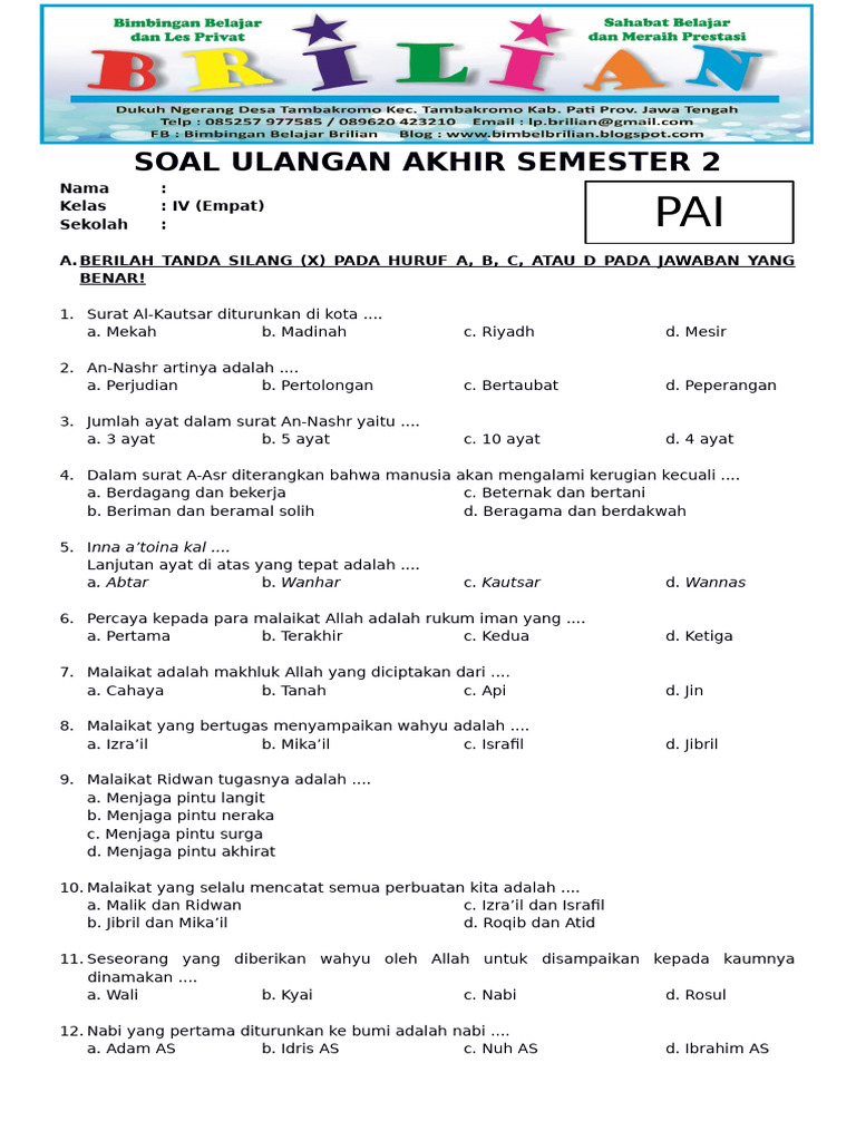 Menguasai Contoh soal uas kelas 4 sd semester 2 kurikulum 2013 dengan 5 Strategi