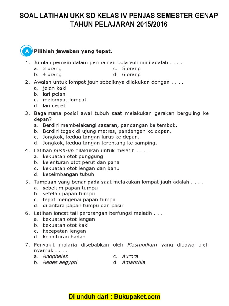 Soal Ukk Penjas Kelas 4 SD PDF PDF Soal Ukk Penjas Kelas 4 SD PDF PDF
