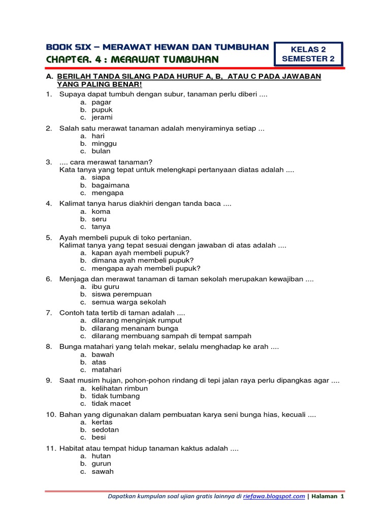 Soal Kelas 2 Tema 6 Subtema 4 PDF PDF