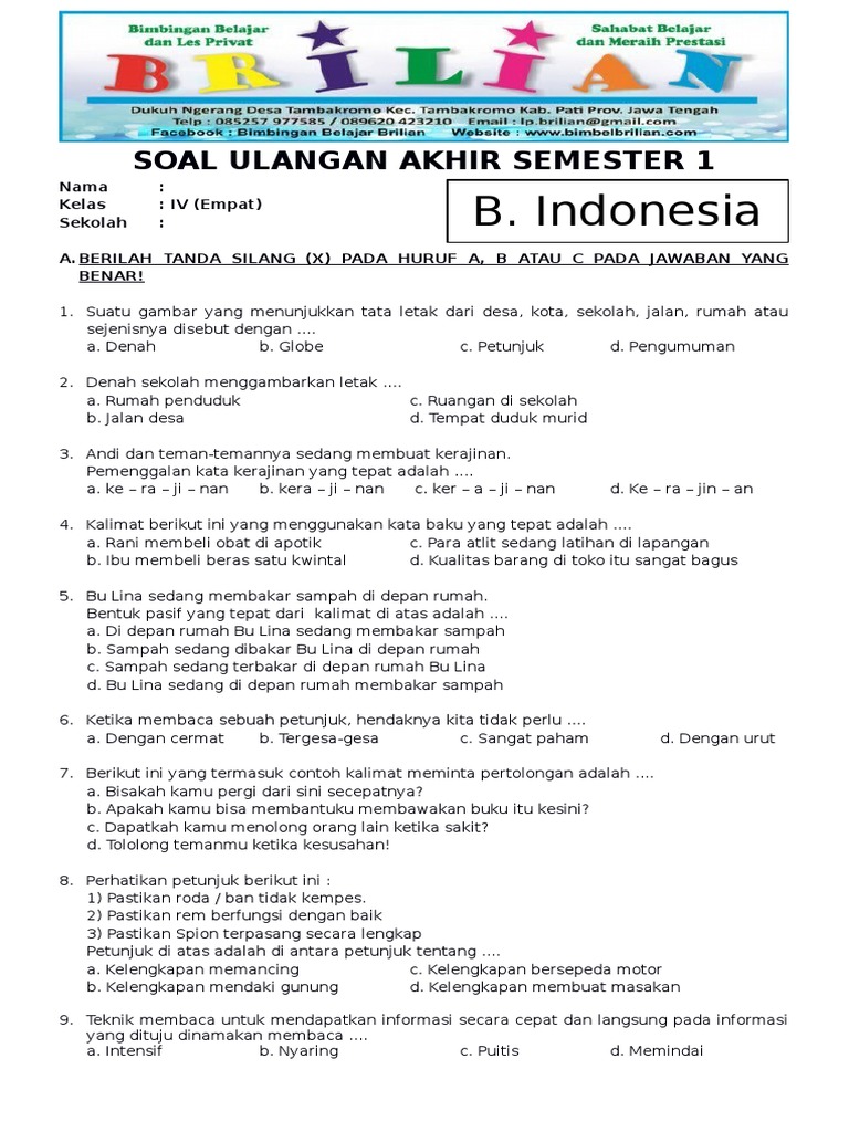 Ternyata 5 contoh soal uas tema 1 kelas 4 sd semester 1 yang Wajib Dikuasai Sebelum Ujian! Ternyata 5 contoh soal uas tema 1 kelas 4 sd semester 1 yang Wajib Dikuasai Sebelum Ujian!