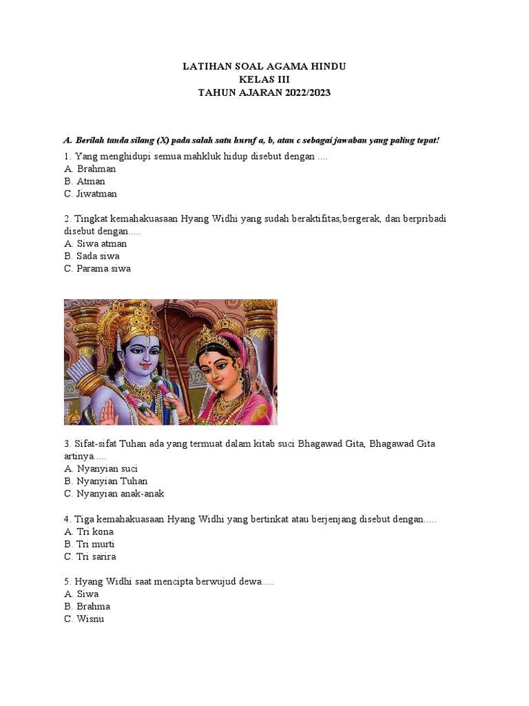 Soal Ulangan Agama Hindu Kelas 3 SD PDF