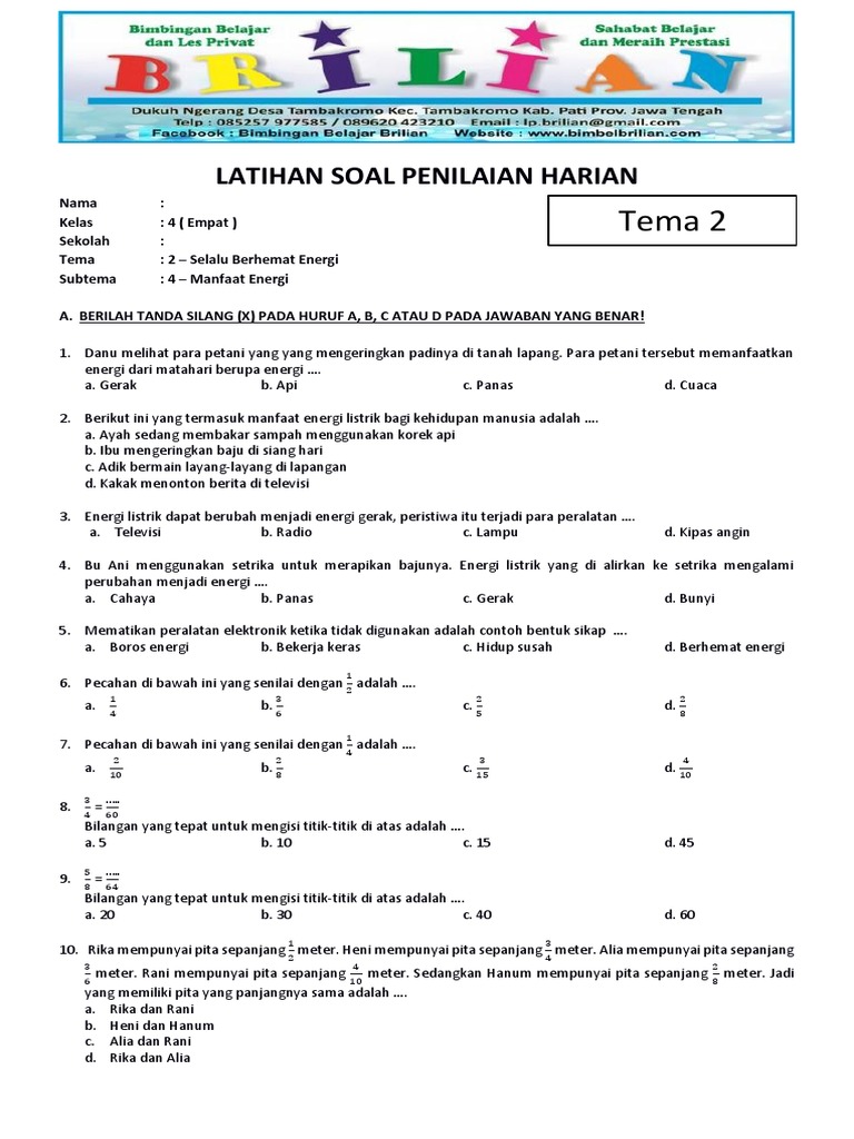 Terbukti! Download Latihan Soal Kelas 4 Tema 2 Gratis, Cara Cepat Kuasai Materi Tahun 2026