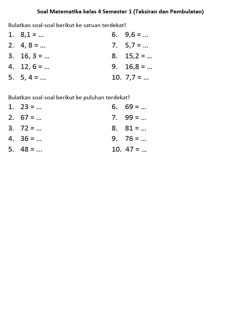 Rahasia Cepat Jawab Soal Pilihan Ganda Matematika Bab Taksiran Kelas 4 Agar Nilai Maksimal