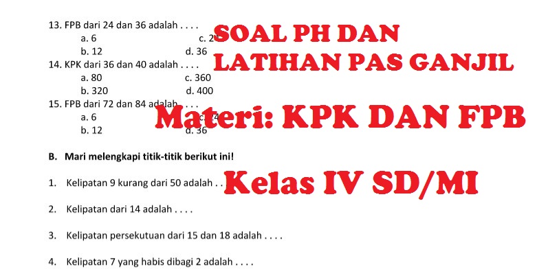 Rahasia Cepat Jawab soal pilihan ganda materi fpb dan kpk kelas 4 yang Wajib Tahu Rahasia Cepat Jawab soal pilihan ganda materi fpb dan kpk kelas 4 yang Wajib Tahu