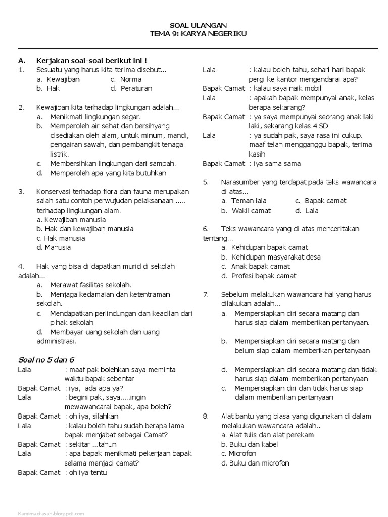 Rahasia Skor Tinggi Soal Tema 9 Kelas 4 Revisi 2017 yang Wajib Diketahui Siswa