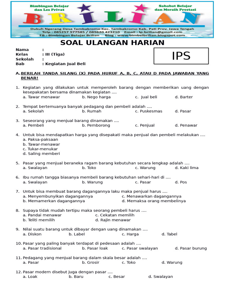 Wajib Tahu Bocoran Soal Semester 2 Kelas 3 SD IPS Agar Anak Siap Hadapi Ujian Wajib Tahu Bocoran Soal Semester 2 Kelas 3 SD IPS Agar Anak Siap Hadapi Ujian