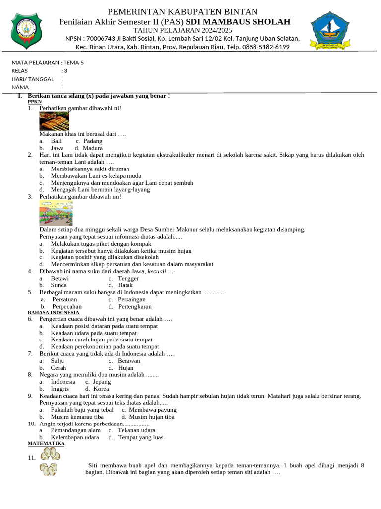 Wajib Tahu Bocoran Soal Semester 2 Tema 5 Kelas 3 SD Agar Nilai Ujian Langsung Melejit Wajib Tahu Bocoran Soal Semester 2 Tema 5 Kelas 3 SD Agar Nilai Ujian Langsung Melejit