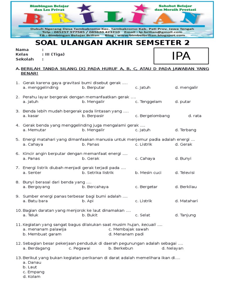 Wajib Tahu Bocoran soal semester anipa kelas 3 sd genap agar Nilai Langsung Melonjak Wajib Tahu Bocoran soal semester anipa kelas 3 sd genap agar Nilai Langsung Melonjak