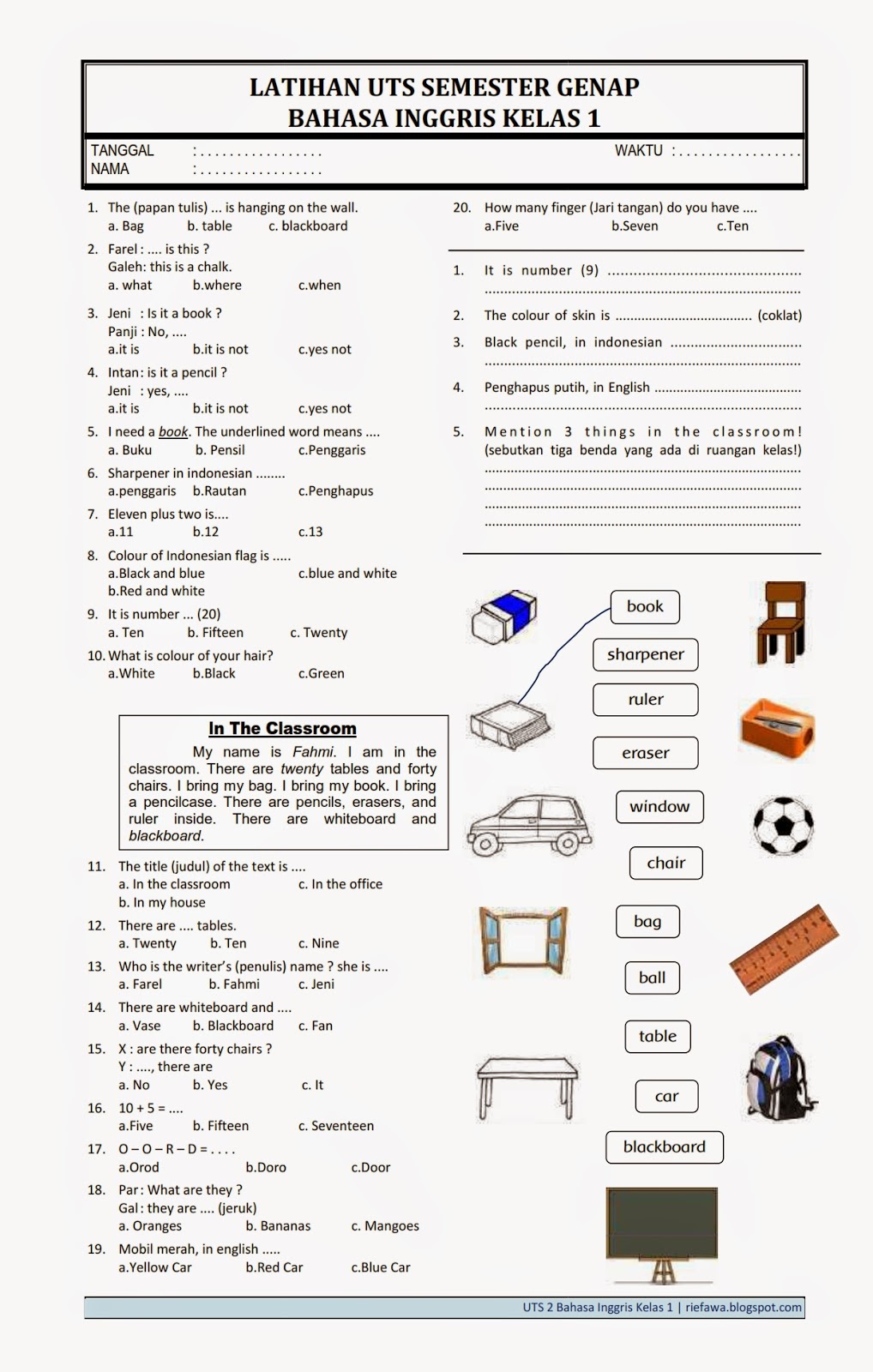 Wajib Tahu Kumpulan soal bahasa inggris kelas 1 uts semester 1 Agar Nilai Anak Maksimal Wajib Tahu Kumpulan soal bahasa inggris kelas 1 uts semester 1 Agar Nilai Anak Maksimal