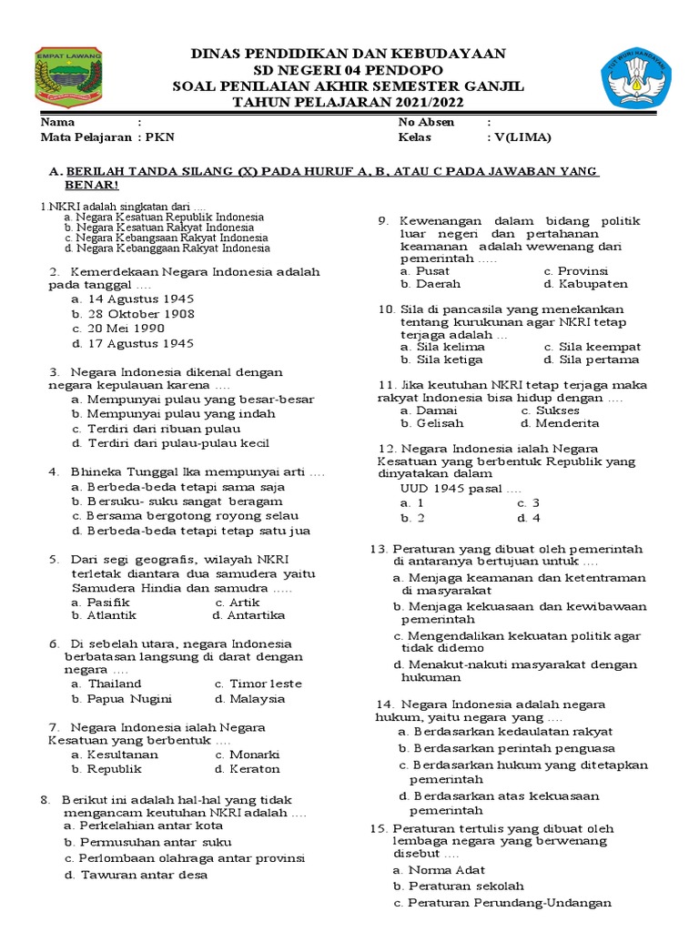 Wajib Tahu Prediksi Soal Semester 2 PKN Kelas 3 Agar Nilai Ujian Melejit Tinggi Wajib Tahu Prediksi Soal Semester 2 PKN Kelas 3 Agar Nilai Ujian Melejit Tinggi